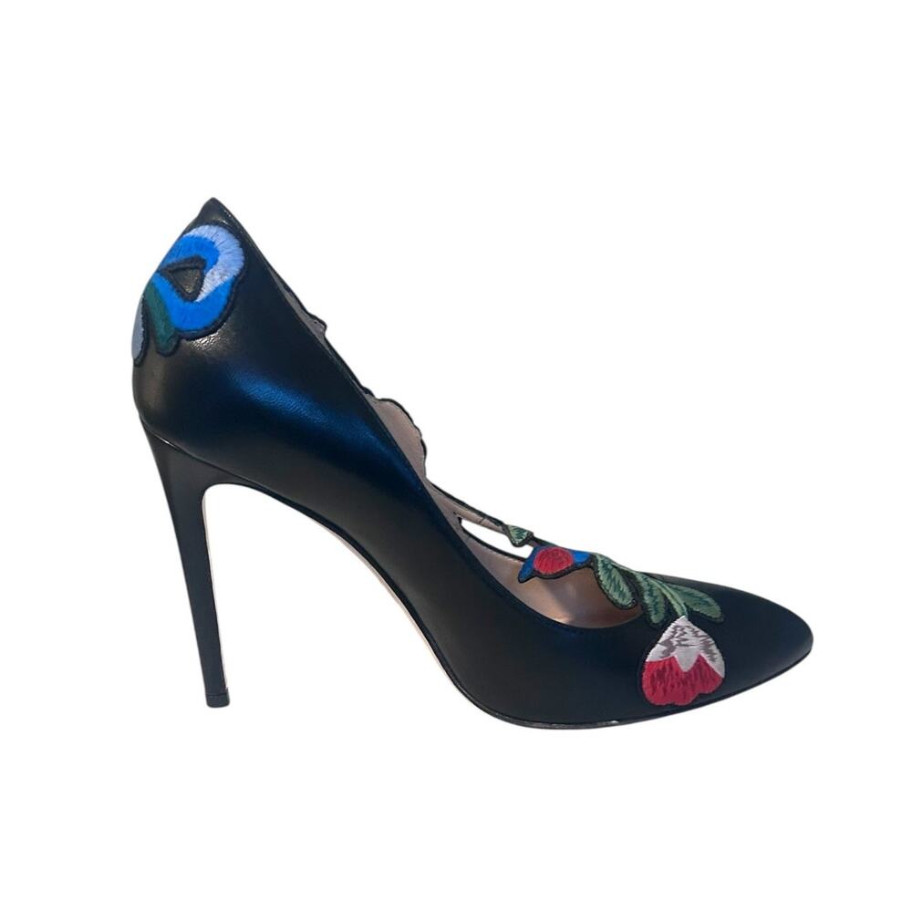 Gucci Ophelia Embroidered Heel Pumps Black 38 - Picture 6 of 9